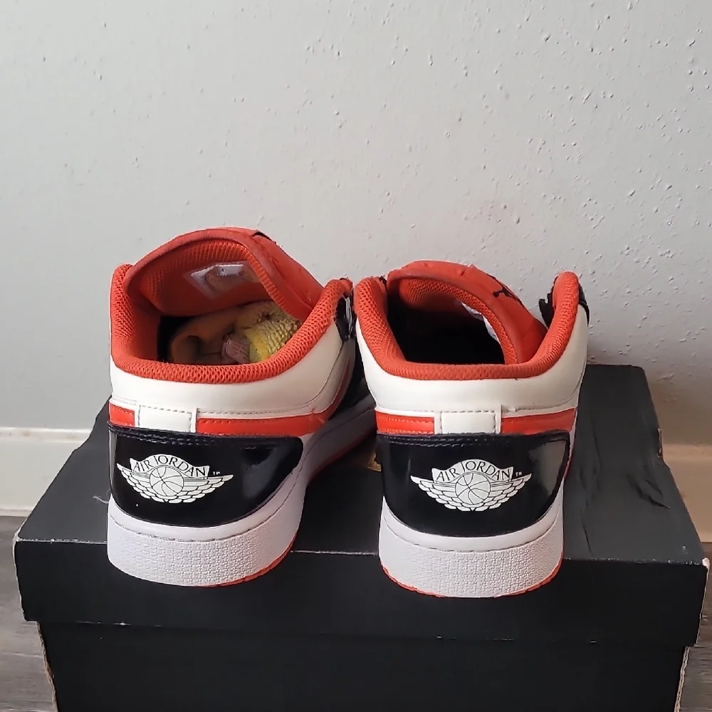 Air Jordan 1 Low Kids Black and Orange Sneakers